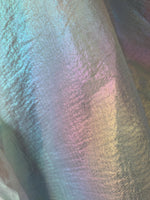 Load image into Gallery viewer, Purple mermaid iridescent Tissue Lame fabric silver 54” wide
