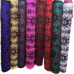 Load image into Gallery viewer, Flames design hologram shattered glass with flocking metallic nylon spandex stretch58/60”sold by the yard

