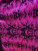 Load image into Gallery viewer, Flames design hologram shattered glass with flocking metallic nylon spandex stretch58/60”sold by the yard
