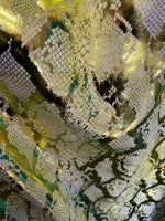 Load image into Gallery viewer, Gold Jungle Cobra Foil Printed Stretch Velvet Fabric
