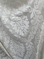 Load image into Gallery viewer, Ivory floral damask burnout stretch velvet fabric
