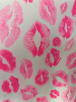 Load image into Gallery viewer, Hot pink lips on white Spandex Fabric by the yard 4 way stretch
