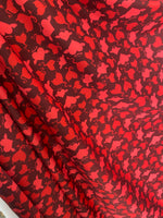 Load image into Gallery viewer, Red angel hearts on red 4 way stretch spandex Fabric by the yard
