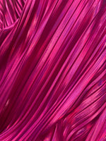 Load image into Gallery viewer, Hot pink Accordion foil Pleated Polyester Fabric/Stretch Fabric/Light Weight/ 58 Inches Wide.
