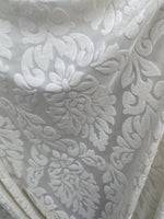 Load image into Gallery viewer, Ivory floral damask burnout stretch velvet fabric
