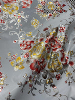Load image into Gallery viewer, Multi big floral vinyl plastic tablecloth Fabric 53 inches wide by the yard
