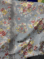 Load image into Gallery viewer, Multi big floral vinyl plastic tablecloth Fabric 53 inches wide by the yard
