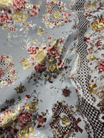 Load image into Gallery viewer, Multi big floral vinyl plastic tablecloth Fabric 53 inches wide by the yard
