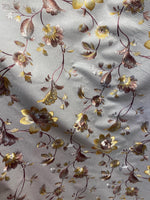 Load image into Gallery viewer, Gold floral vinyl plastic tablecloth Fabric 53 inches wide by the yard

