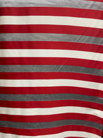 Load image into Gallery viewer, Taffeta metallic multi stripe  silver, red ,and white Fabric 58" by The Yard
