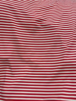 Load image into Gallery viewer, 4-Way Stretch Spandex Fabric, quarter inch red white stripe-by the yard 60 " Wide
