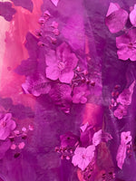 Load image into Gallery viewer, Violet rose petals mesh lace scalloped, sold by the yard 54” wide
