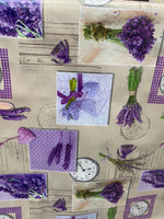 Load image into Gallery viewer, Purple themed vinyl plastic tablecloth Fabric 53 inches wide by the yard
