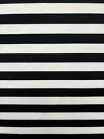 Load image into Gallery viewer, 4-Way Stretch Spandex Fabric, one inch black white stripe-by the yard 60 " Wide
