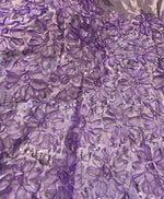 Load image into Gallery viewer, Lavender Satin floral with sequin fabric per yard
