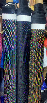 Load image into Gallery viewer, Iridescent diamond mirrored black stretch Velvet fabric by the yard 60" Wide

