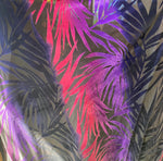 Load image into Gallery viewer, Purple pink Burnout Velvet Stretch Leaves Print Fabric sold by the yard. 60” wide
