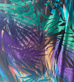 Load image into Gallery viewer, Purple green Burnout Velvet Stretch Leaves Print Fabric sold by the yard. 60” wide
