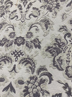 Load image into Gallery viewer, Black jacquard damask on ivory upholstery furniture fabric by the yard
