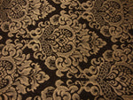 Load image into Gallery viewer, Chenille Dark Brown Cleopatra Gold Damask upholstery/  pillow/  fabric by the yard
