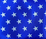 Load image into Gallery viewer, White star on blue charmeuse Fabric 58" WIDE sold by the yard
