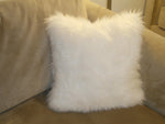 Load image into Gallery viewer, 1 Piece Bright White faux fur cushion  pillow 18x18 premium shaggy with zipper fur pillows sofa bed couch chair throw
