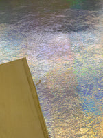 Load image into Gallery viewer, Holographic Gold Cracked metallic reflective Distressed vinyl upholstery craft fabric per yard 54" Wide
