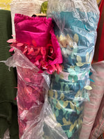 Load image into Gallery viewer, Hunter green Leaf dangling taffeta fabric sold by the yard
