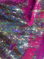 Load image into Gallery viewer, Fuchsia /silver Sequins flip Stretch Fabric Wedding Prom Dress and more
