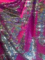 Load image into Gallery viewer, Fuchsia /silver Sequins flip Stretch Fabric Wedding Prom Dress and more
