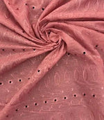 Load image into Gallery viewer, Dusty rose Medium Weight Eyelet Double Scalloped Finished Edge Stitched Embroidery Fabric, 42" Wide
