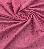Load image into Gallery viewer, Mauve Medium Weight Eyelet Double Scalloped Finished Edge Stitched Embroidery Fabric, 42" Wide
