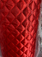Load image into Gallery viewer, Red Quilted Diamond Satin Fabric – Soft Shiny Satin Material for Sewing, Home Decor &amp; Apparel
