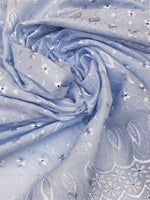 Load image into Gallery viewer, Baby Blue Medium Weight Eyelet Fabric – Double Scalloped Edge – Finished Border – Embroidery Cotton Fabric by the Yard
