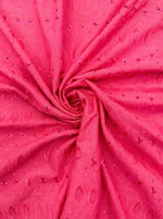 Load image into Gallery viewer, Hot pink Medium Weight Eyelet Double Scalloped Finished Edge Stitched Embroidery Fabric, 42" Wide
