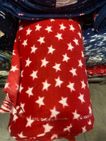 Load image into Gallery viewer, White star on red fleece fabric By The Yard 60" Wide
