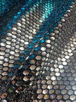 Load image into Gallery viewer, Silver Honeycomb Mirror Sequins on Spandex, 58/60 inch wide, sold by the yard
