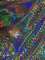 Load image into Gallery viewer, Rainbow Honeycomb Mirror Sequins on Spandex, 58/60 inch wide, sold by the yard
