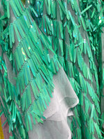 Load image into Gallery viewer, Mint iridescent Swords Design Sequins Costume Craft Fabric by The Yard.
