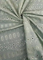 Load image into Gallery viewer, Sage Medium Weight Eyelet Double Scalloped Finished Edge Stitched Embroidery Fabric, 42" Wide
