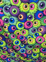 Load image into Gallery viewer, Monster cartoon style eyeballs stretch spandex fabric 58" wide
