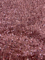 Load image into Gallery viewer, Dusty rose sequin-embroidered fabric on a textured base with eyelash/fringe threads  Dressmaking Costume Material by the Yard
