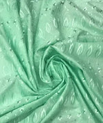 Load image into Gallery viewer, Mint Medium Weight Eyelet Double Scalloped Finished Edge Stitched Embroidery Fabric, 42" Wide
