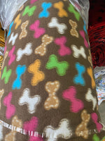 Load image into Gallery viewer, Multi Bone Fleece Fabric by the Yard | Soft Anti-Pill Fleece | On Brown Fleece for Blankets, Crafts, Apparel &amp; DIY Projects
