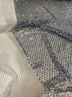 Load image into Gallery viewer, Silver Diamond Rhinestone Mesh Fabric – Sparkly Crystal Net Fabric by the Yard for Costumes, Dancewear, Gowns, DIY Crafts
