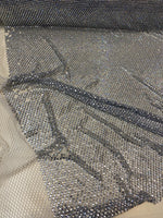 Load image into Gallery viewer, Silver Diamond Rhinestone Mesh Fabric – Sparkly Crystal Net Fabric by the Yard for Costumes, Dancewear, Gowns, DIY Crafts
