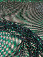 Load image into Gallery viewer, Emerald Diamond Rhinestone Mesh Fabric – Sparkly Crystal Net Fabric by the Yard for Costumes, Dancewear, Gowns, DIY Crafts
