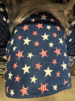 Load image into Gallery viewer, Multiple stars on navy fleece fabric By The Yard 60" Wide
