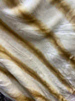 Load image into Gallery viewer, Beige striped short pile mink faux fur fabric by the yard
