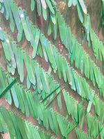 Load image into Gallery viewer, Mint iridescent Swords Design Sequins Costume Craft Fabric by The Yard.

